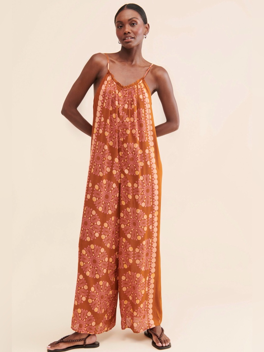 Anthropologie Printed Low-Back Jumpsuit | Medium